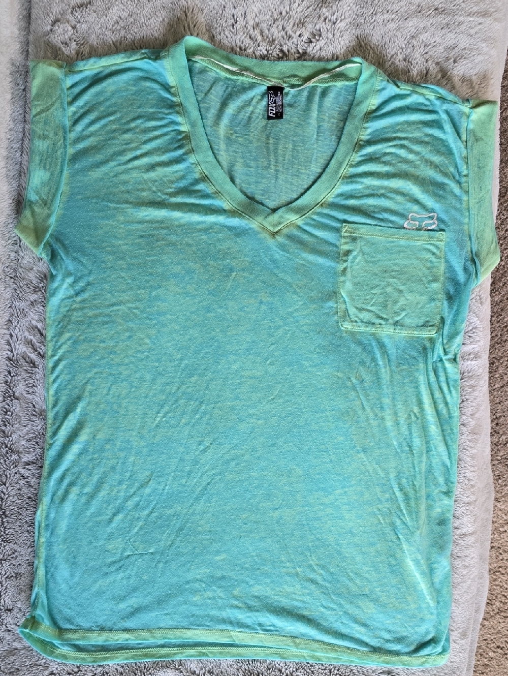Fox Head Women's Mint Green Tie-Dye V- Neck Tee